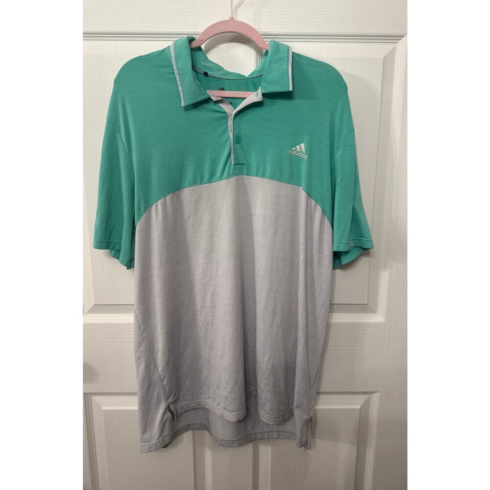 Adidas Men's Pistachio Green & Ash Gray Colorblock Ultimate365 Golf Polo, XL